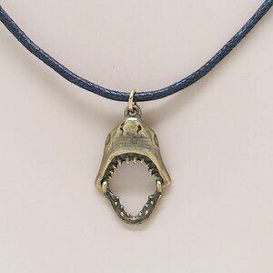 Shark Head with Moveable Jaw Pendant on Adjustable Cord Necklace 9001-83